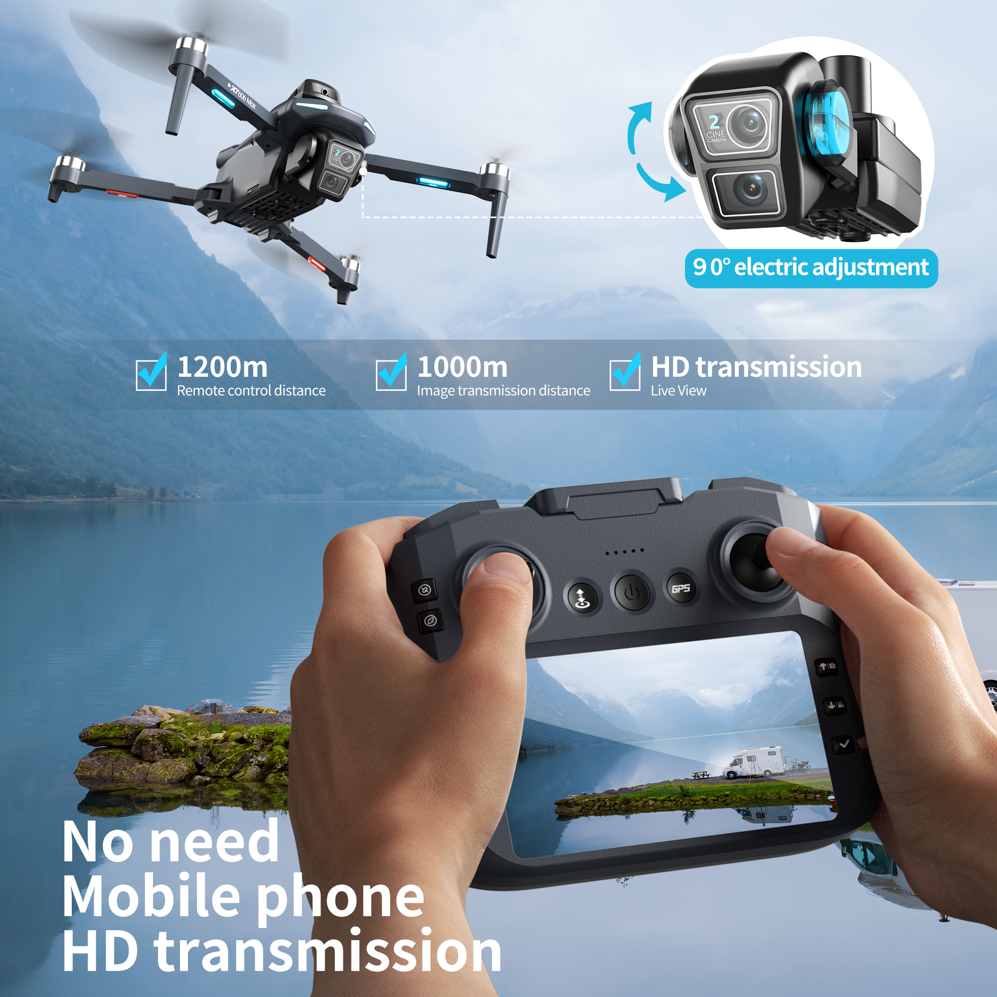 XT606 MAX GPS NEW Drone 8k Pro - Drone Top Rc ulasan dan harga