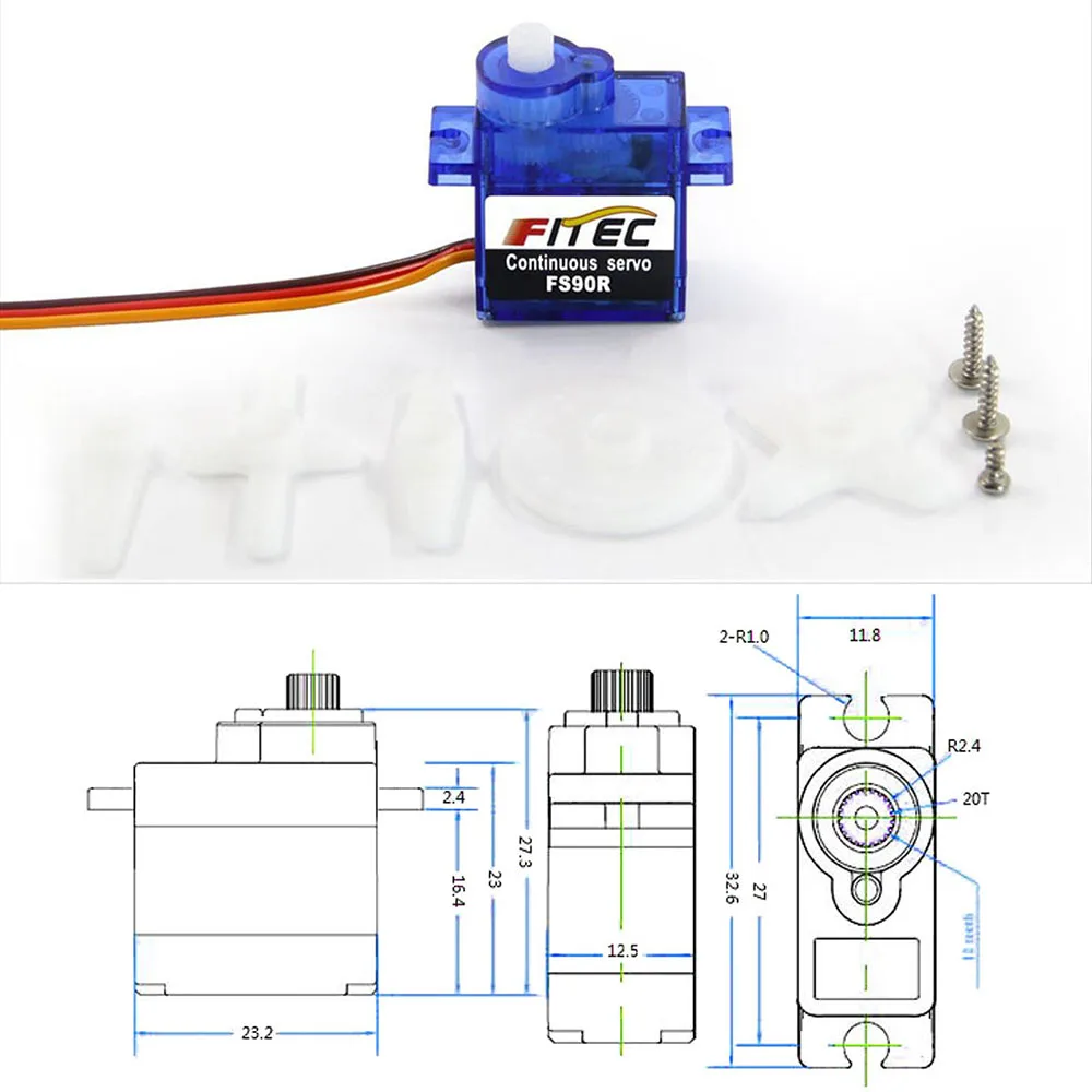 Feetech Mini FS90R Micro Servo - Drone Helicopter Rc ulasan dan harga