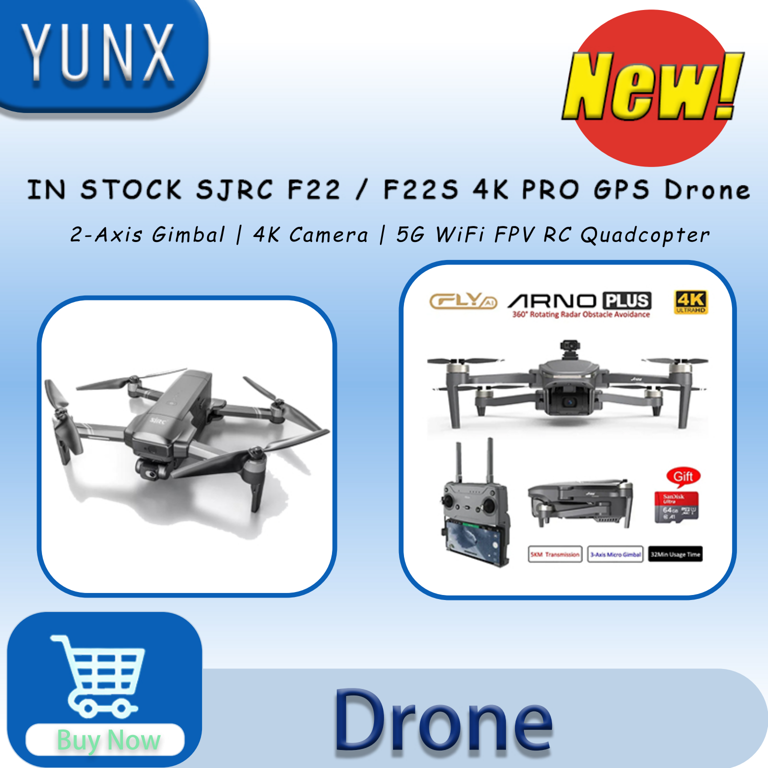 IN Stock SJRC F22 / F22S 4K Pr - Drone F22 Rc ulasan dan harga
