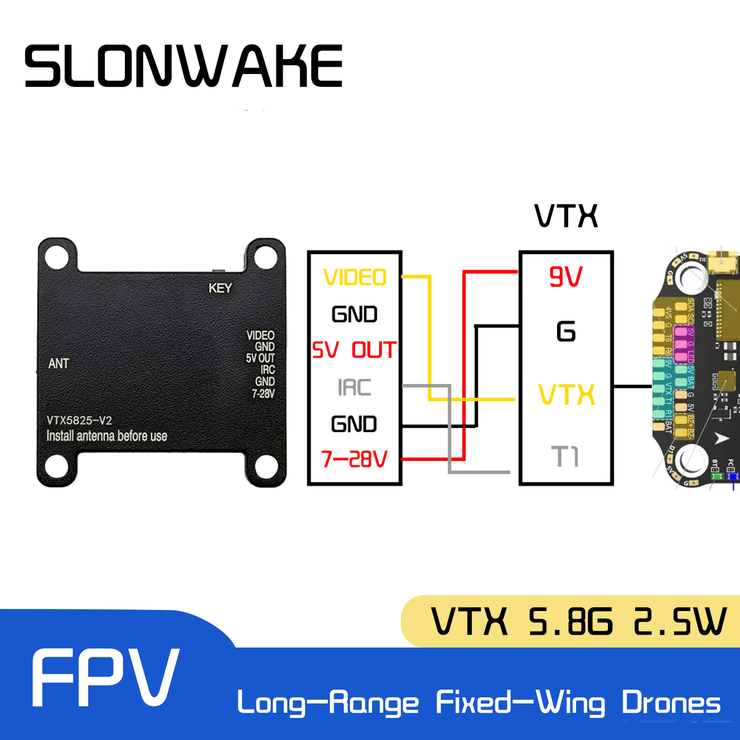 SLONWAKE 5.8G 48CH FPV Transmi - Drone Rc Transmitter And Receiver ulasan dan harga
