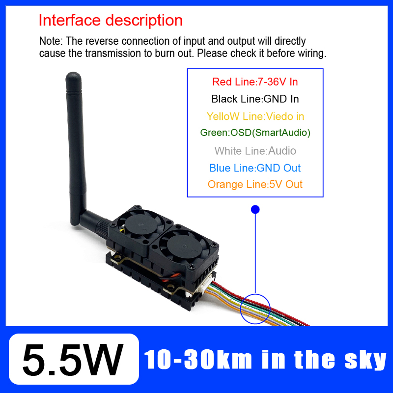Long Range 5.8GHz 5.5W Video T - Drone Rc Transmitter And Receiver ulasan dan harga